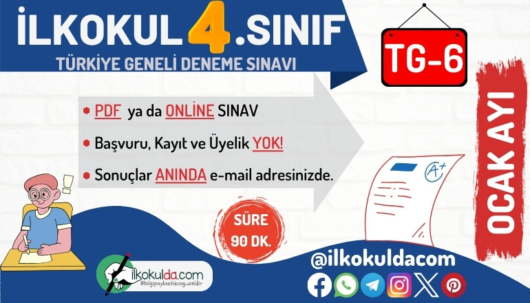 4. Sınıf Ocak Ayı (Yarıyıl Tatili) Türkiye Geneli Deneme Sınavı (TG-6) | 2025-2026